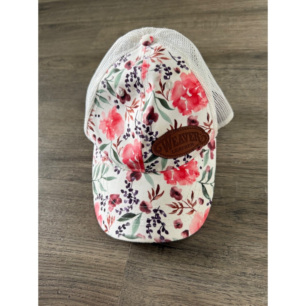 Weaver‎ Leather Floral Trucker Hat Pink Floral Mesh Snapback Women's One Size